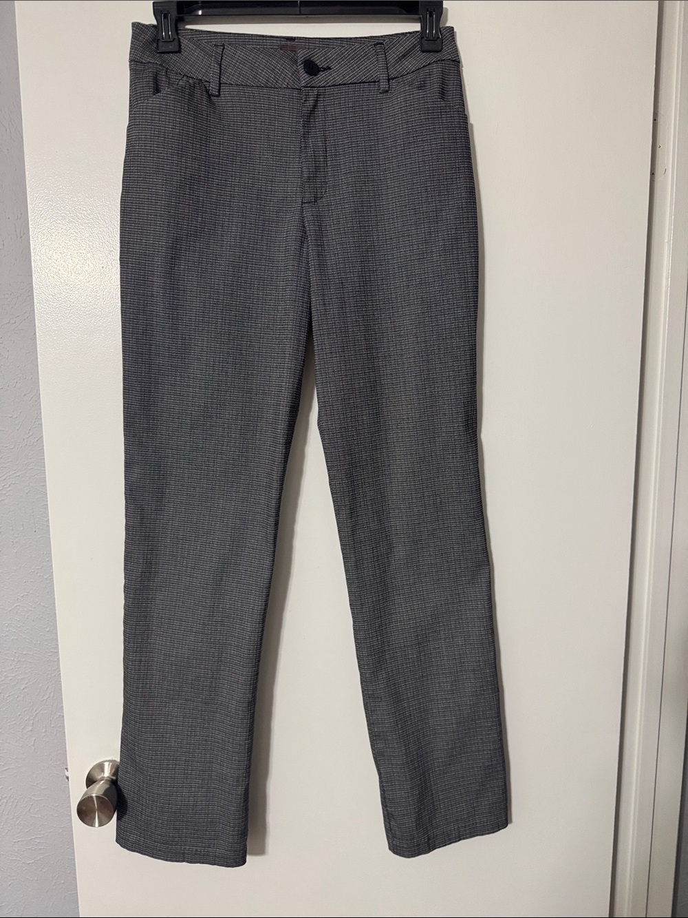 Gray Textured Straight-Leg Dress Pants